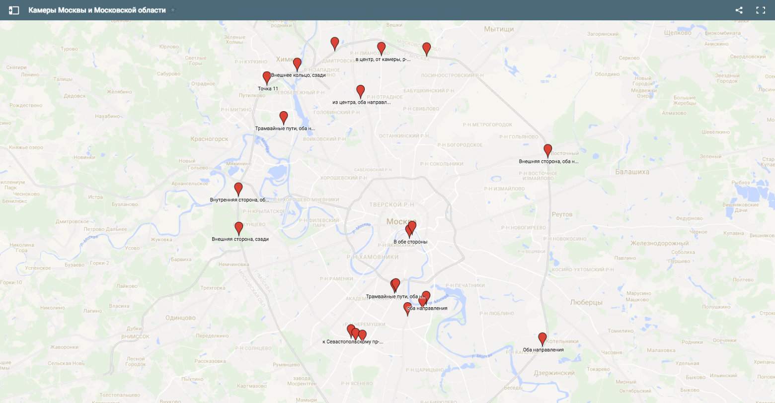 Список камер работающим по мототехнике 
