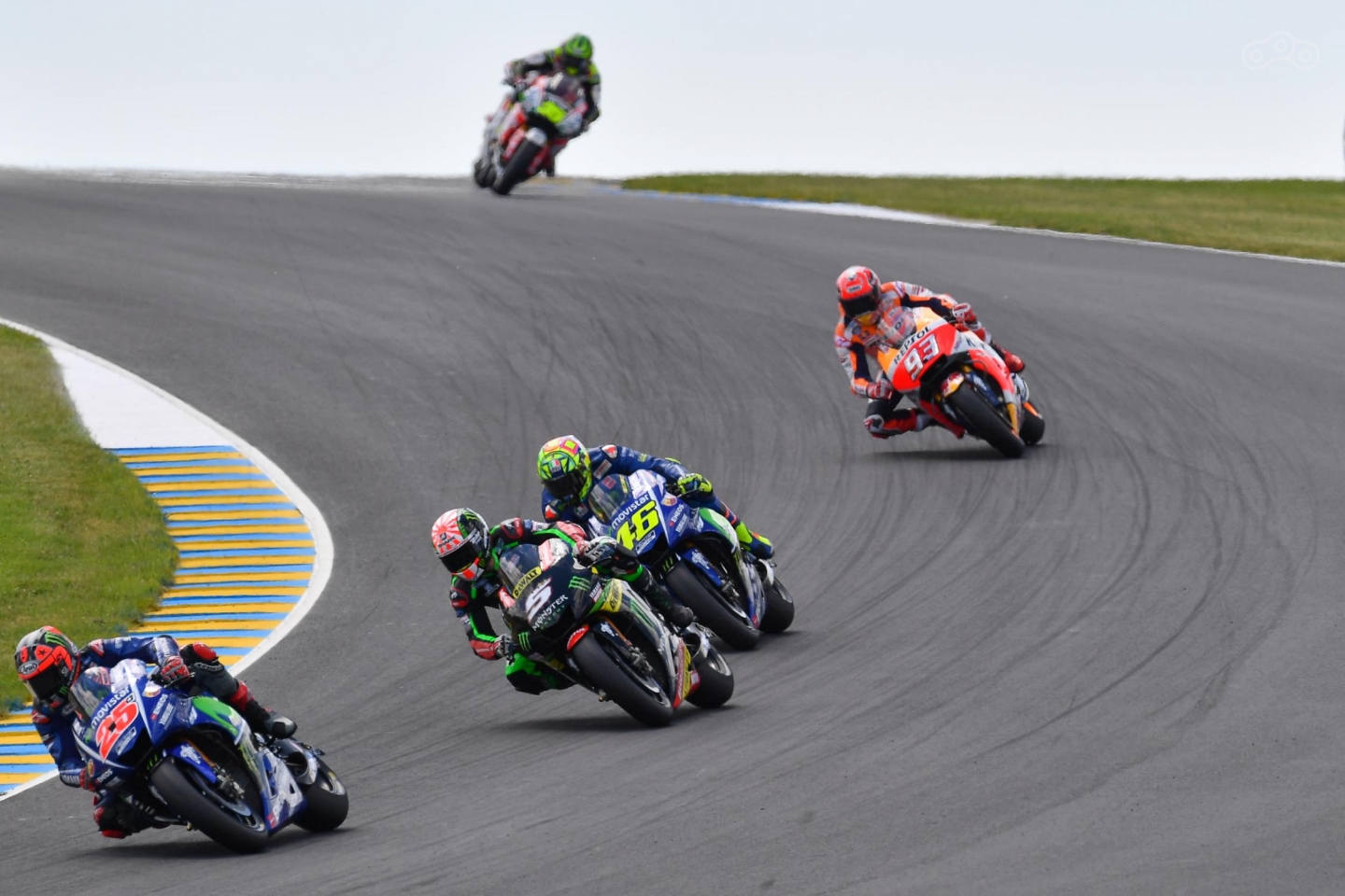 Маверик Виньялес, Йохан Зарко, Валентино Росси и Марк Маркес на треке Ле-Мана